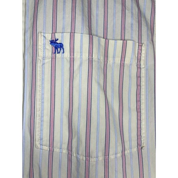 Abercrombie & Fitch Button Up Shirt Men S Pink Stripe Muscle Fit Long Sleeve Vtg - Picture 4 of 11